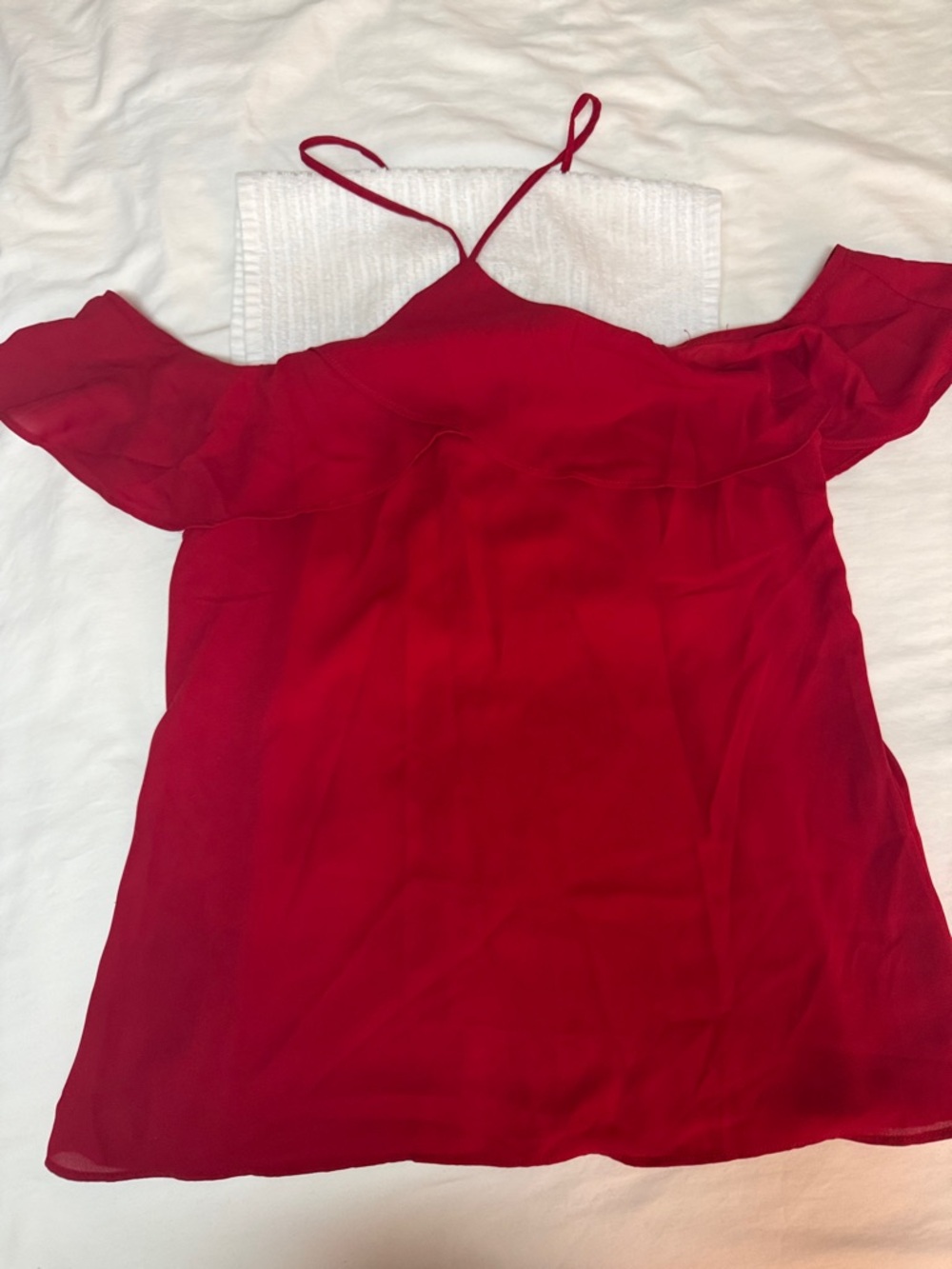 Pink Rose Red Off-Shoulder Spaghetti Strap Blouse